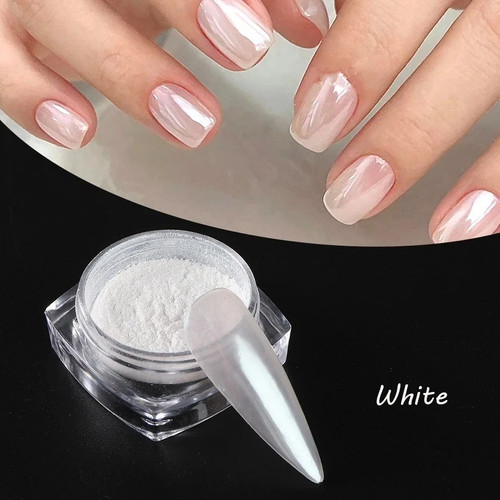 White pearl chrome - pearl, nail
