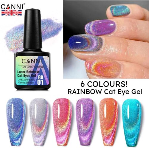 Laser rainbow cat eye nail - rainbow,