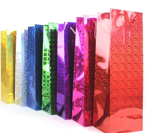 Wine bottle bag holographic - bottle,