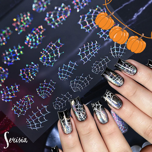 Halloween spider web nail - halloween,
